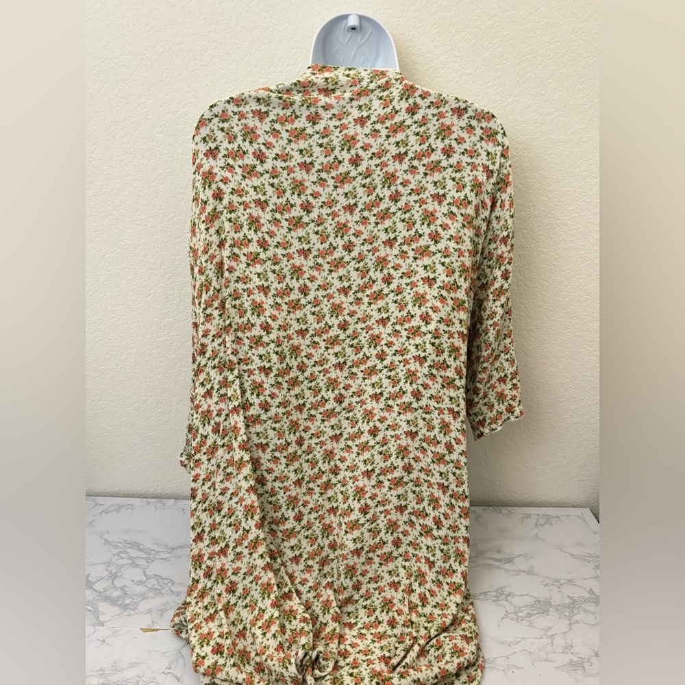 Lularoe Kimono Size L Open Front Long Sleeve Floral Cardigan Sweater Knit - Picture 5 of 8